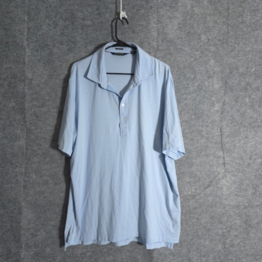 Polo Golf Ralph Lauren Mens XL Stretch Lisle Light Blue Striped Polo Shirt Solid